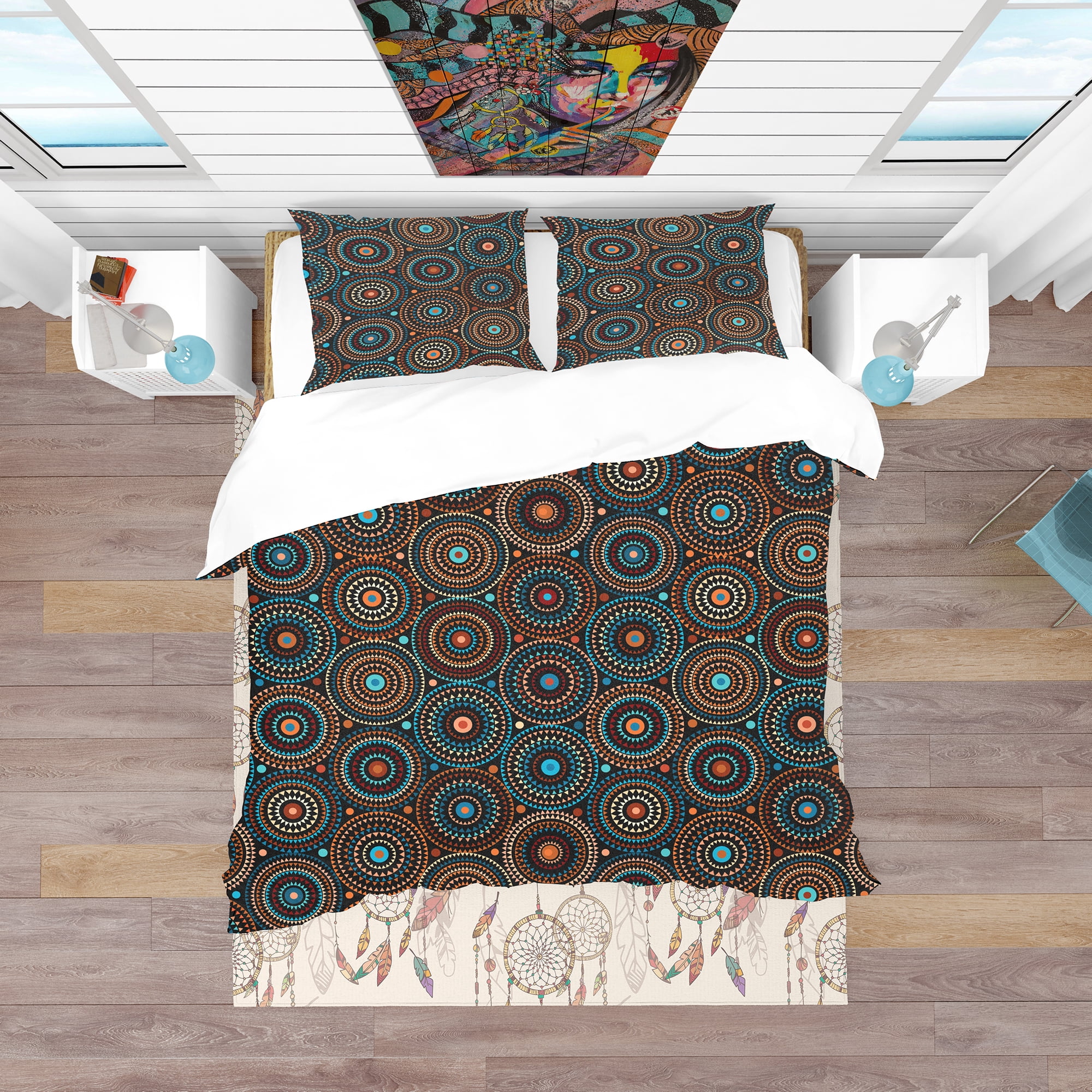 Designart 'Ethnic Geometric Pattern' Bohemian & Eclectic Duvet Cover Set