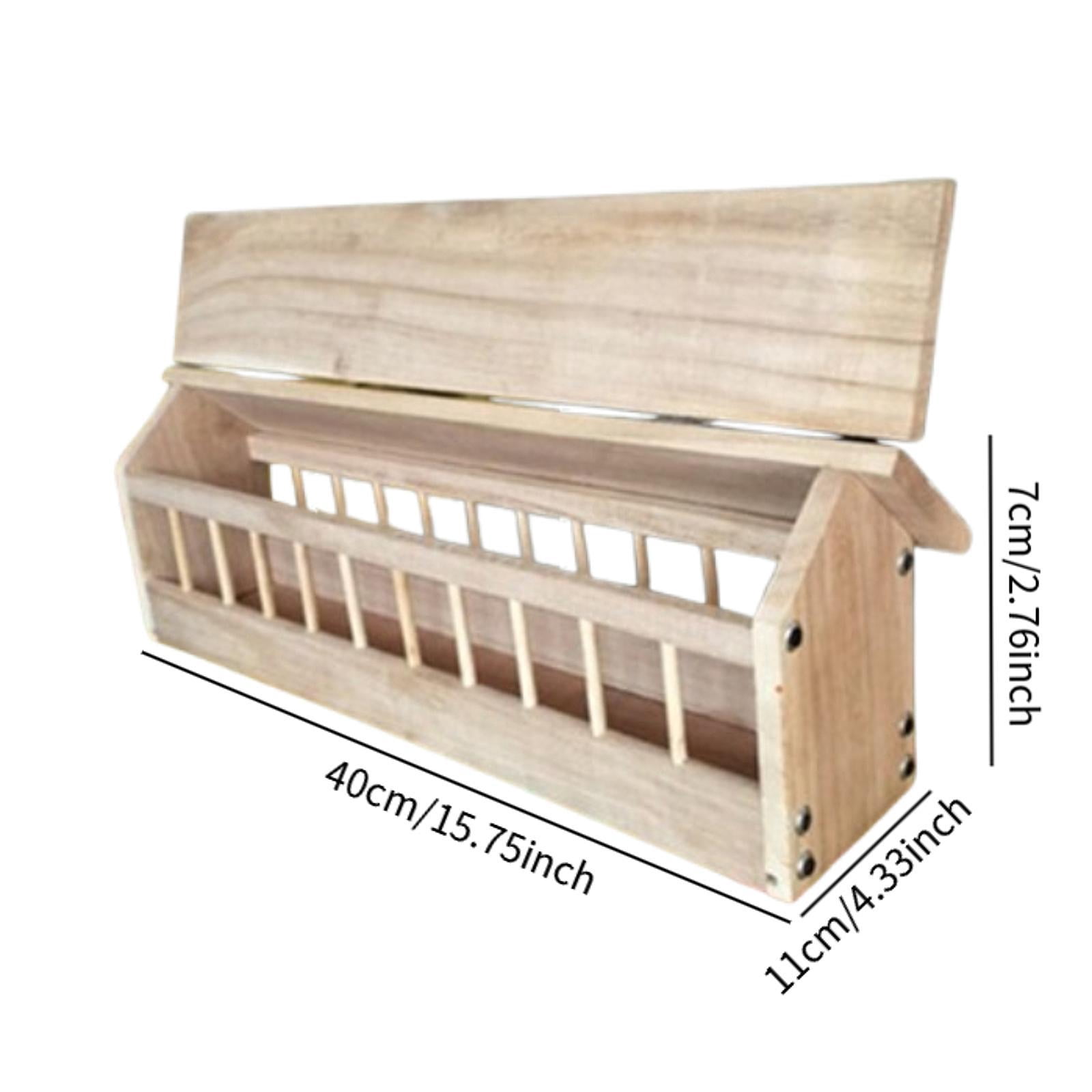 Serenable Pigeon Feeder Trough, Chicken Feeder, Feeding Dish, Poultry Trough Dish, Wood Bird Dispenser for Birds Ducklings Pigeons Farm 40x11x7cm