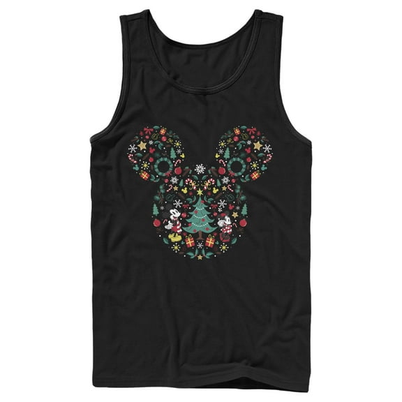 Men's Mickey & Friends Christmas Silhouette  Tank Top Black Medium