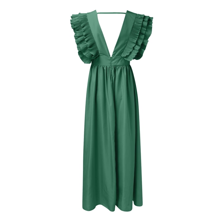 green emerald velvet dress Zapaka Women Light Green Bridesmaid Dress A-Line Tiered Chiffon Corset Long Wedding Guest Dress, Chiffon Color / US10 main image 0