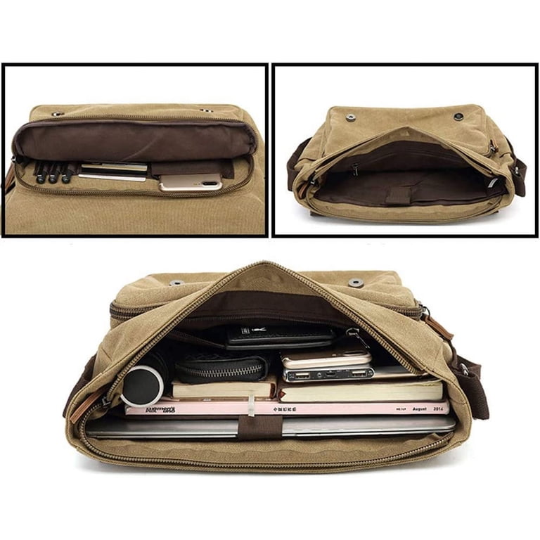 Canvas Vintage Messenger Bag Shoulder bag Leather Large Travel
