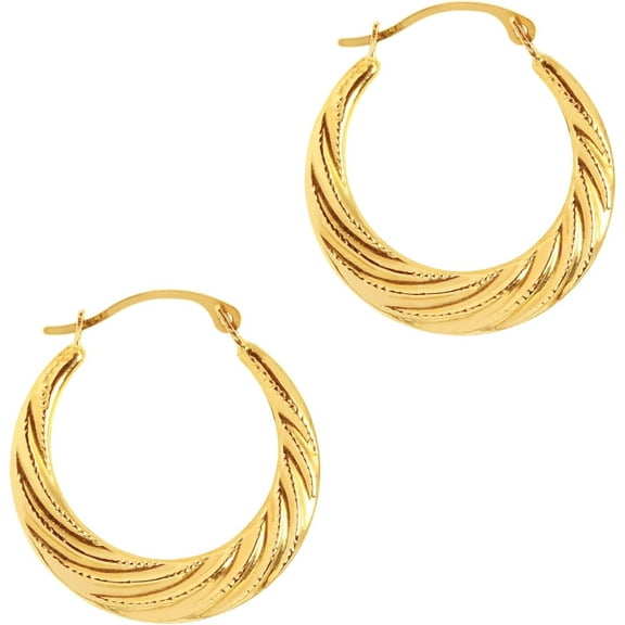 Floreo 10k Yellow Gold 20mm Graduated Round Circle Twist Hoop Earrings
