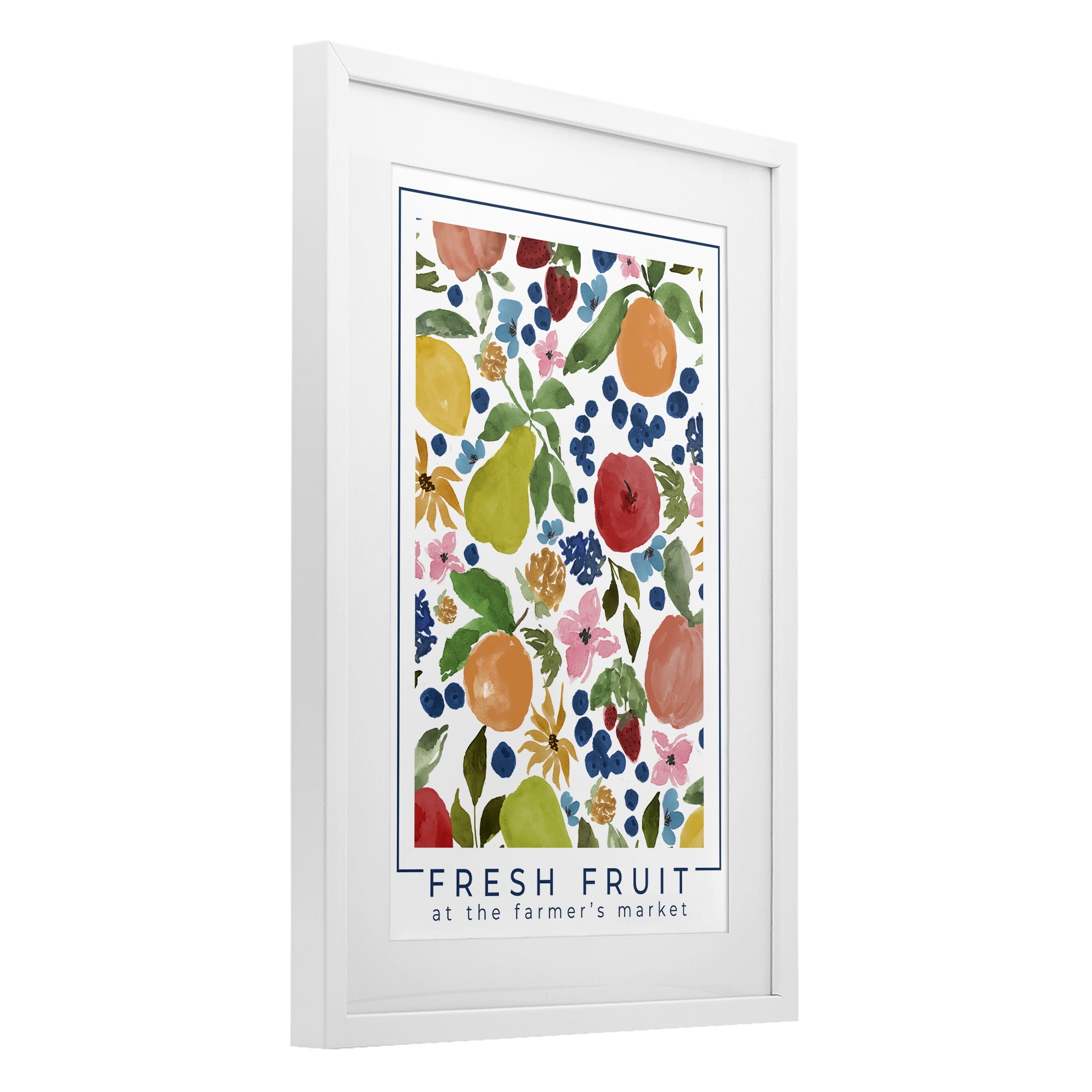 Stupell Industries Fresh Fruit Market Pattern White Framed Print Under Glass, design by Lucille Price