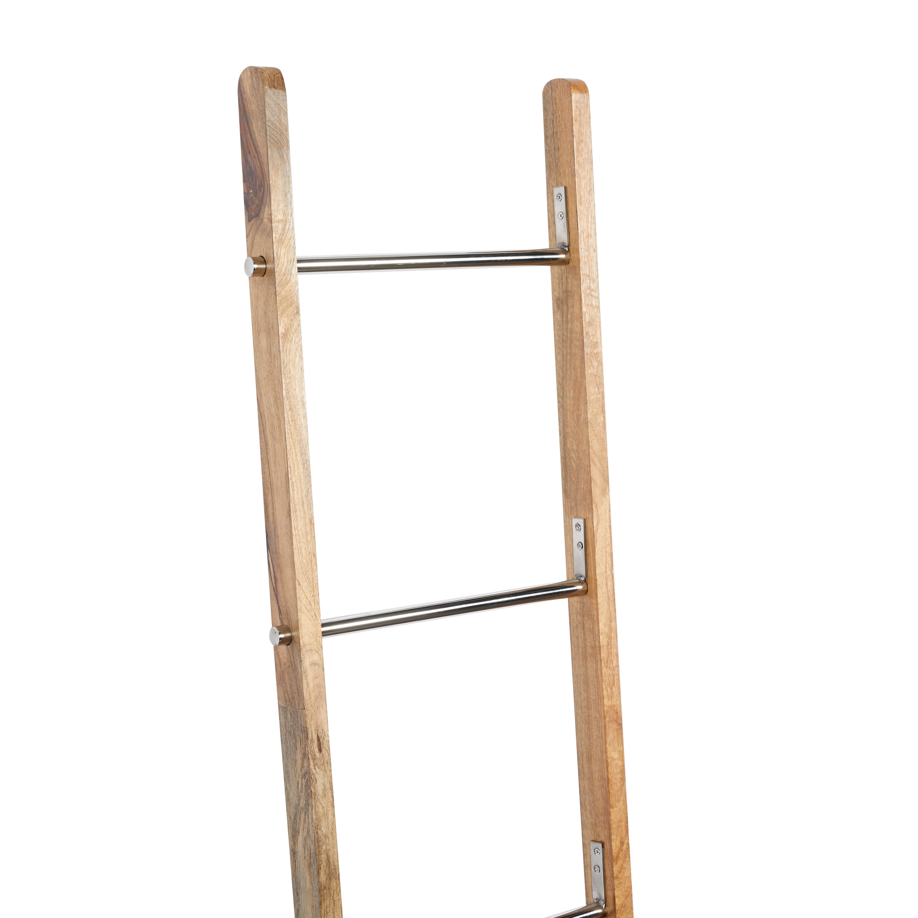DecMode 72" x 17" Brown Mango Wood Contemporary Ladder