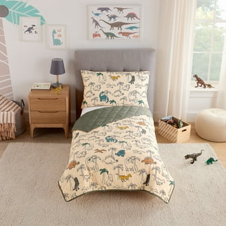 Linen Plus Set Piumino Bambino Dinosauro – 6 Pezzi, Blu Scuro/verde/grigio, Microfibra, Completo Di Lenzuola E Federe - 4