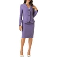 thumbnail image 4 of Conjunto de falda de 2 piezas para mujer INSPIRE CHIC, blazer peplum, falda lápiz de cintura alta, atuendo de trabajo, M, púrpura oscuro, 4 of 6