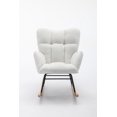 thumbnail image 4 of Xukmct Fabric Rocking Chair with Wood Base, Upholstered Accent Chair for Living Room, Bedroom, Office, Ivory White, 4 of 8