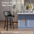 thumbnail image 7 of Bar Stools Set of 2, 26 Inch Counter Height Bar Stools with Back and Extra‑Wide Heavy‑Gauge Metal Legs, Modern Faux Leather Upholstered Barstools for Kitchen Island, Counter, Black, 7 of 7