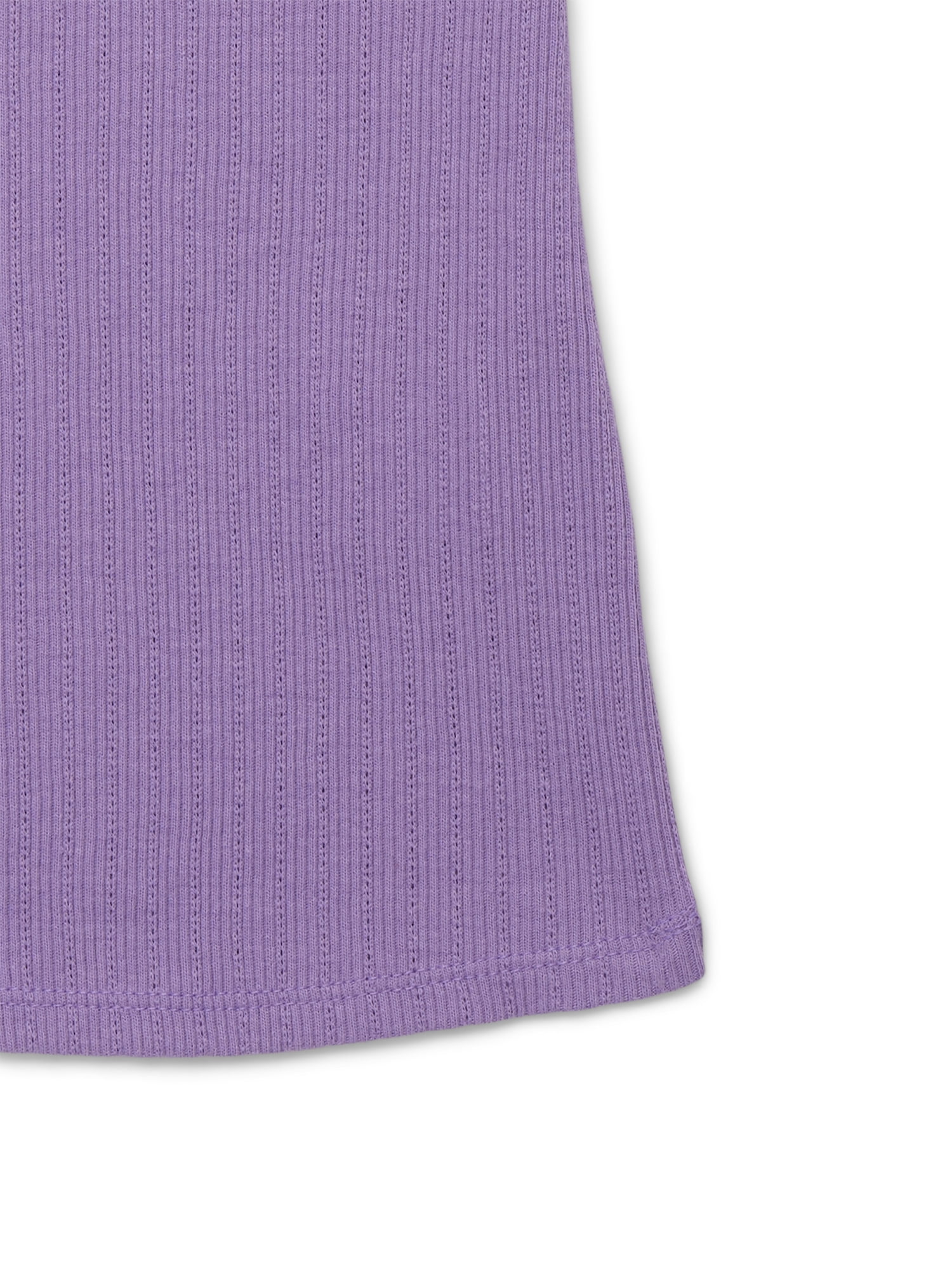 Wonder Nation Girls Ribbed Pointelle Keyhole T-Shirt, Sizes 4-18 & Plus