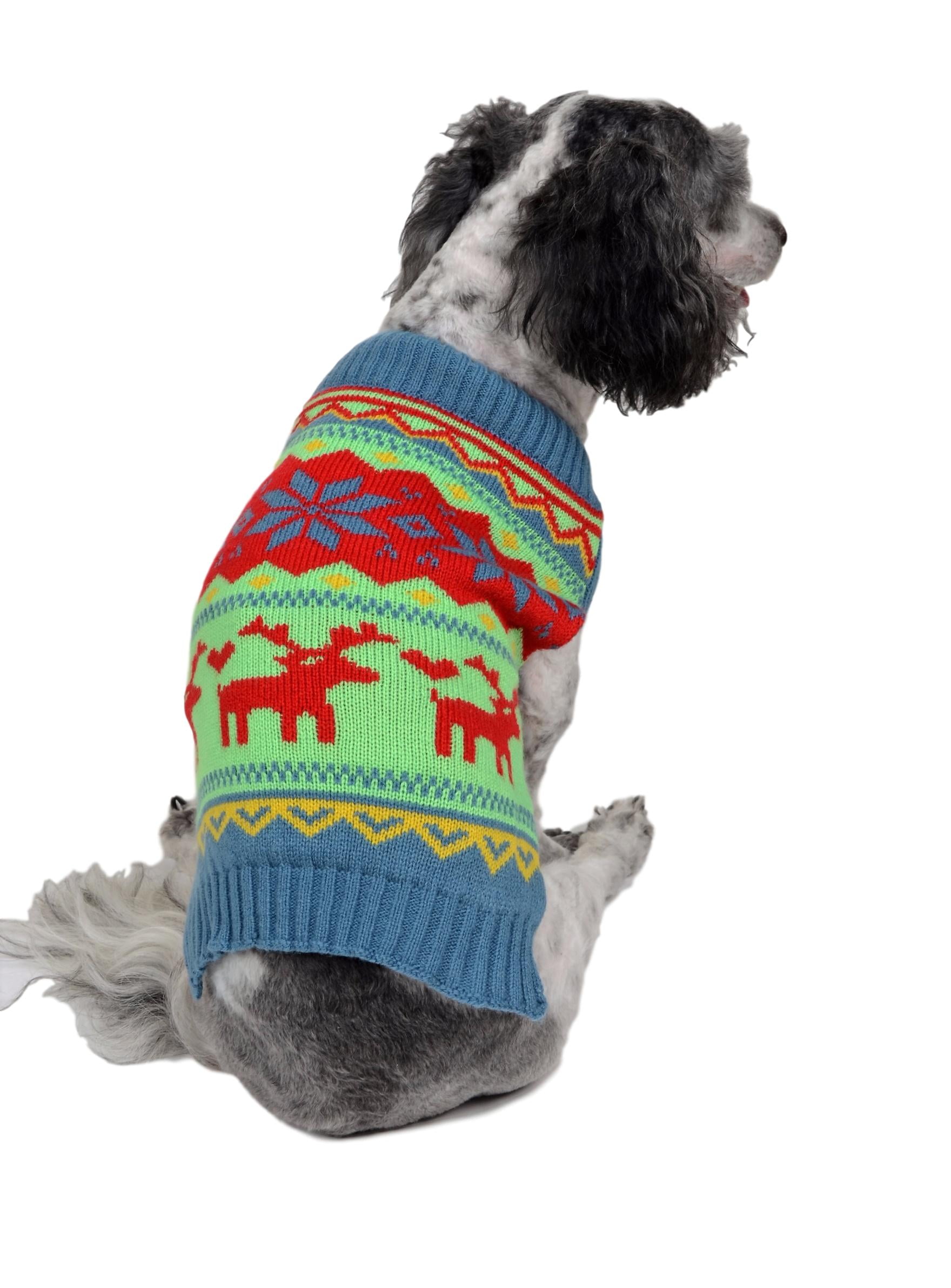 RWB Pet Classic Reindeer Ugly Christmas Dog Sweater Green