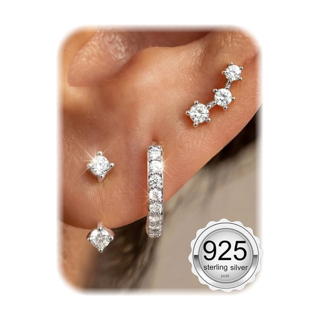 Set de 3 pares de aretes FIASASO de plata 925 bañados en oro