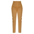 thumbnail image 1 of Pantalones de vestir Prolriy para mujer, tallas grandes, cintura alta, elásticos, para trabajo, informales, rectos, de negocios, con bolsillo, color bronce, talla S, 1 of 4