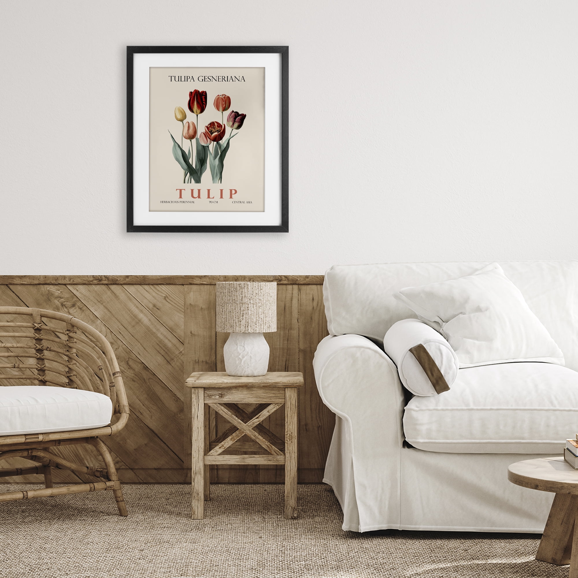 Stupell Industries Natural Tulip Bundle Black Framed Print Under Glass, design by Christopher Giampietro