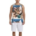 thumbnail image 4 of Easygdp Playful Cat Men's Mesh Basketball Jersey Quick Drying Sleeveless Shirts Fitted Muscle Tank Tops Sport Round Neck T-Shirt - Medium, 4 of 9
