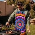 thumbnail image 4 of Colorful Tie Dye Peacock Mandala Pattern Apron-Garden Aprons for Women with Pockets-Cotton Linen Waterproof Kitchen Cooking Gardening Aprons Adjustable for Kitchen,Cooking,BBQ and Salon 33x27 Inch, 4 of 7
