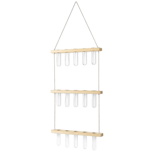 Jarrones de tubo de ensayo Propagador de plantas hidropónico Terrario Simple elegante 3 Equipo de propagación de plantas en escalón para oficina Oficina Balcón Beige Advancent HA011384-02B