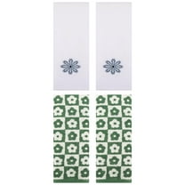 Unique Bargains 4 Pcs Cotton Decorative Hand Towel Green/White 14" x 30"/13" x 30"