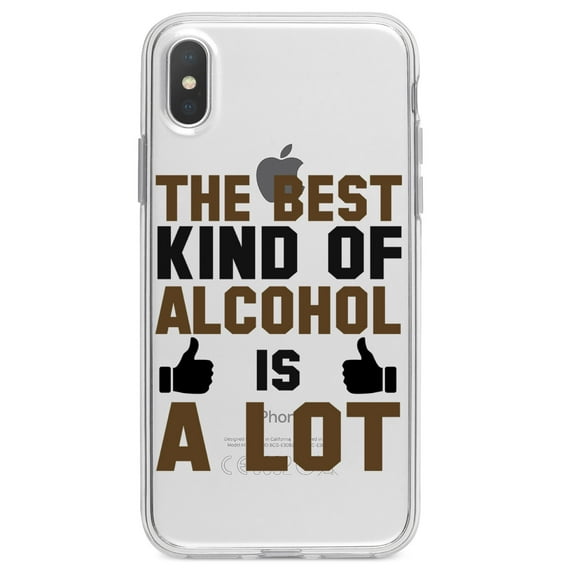 DistinctInk Clear Shockproof Hybrid Case for iPhone XR (6.1" Screen) - TPU Bumper Acrylic Back Tempered Glass Screen Protector - The Best Kind of Alcohol is A LOT