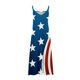 thumbnail image 4 of Vestido largo de playa ajustado con estampado de rayas sin mangas con cuello en V y cintura media a la moda para mujer del Día de la Independencia Pompotops  ghjkhdj8406, 4 of 5