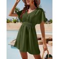 thumbnail image 2 of Bathing Suit Cover Ups for Women Elegant Solid Color V-Neck Swimsuit Cover Up Wrap Waist Beach Swimwear Coverup Shermie, 2 of 6