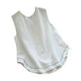 thumbnail image 2 of Wycnly Summer Saving Tank Top for Women Womens Workout Tops Vintage Embroidery Loose Irregular Hem Cotton Line Top Casual Solid Sleeveless Shirt Ladies Sleeveless Shirt, 2 of 6