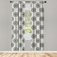 thumbnail image 3 of Ambesonne Oriental Curtains, Leafy Medallion, Pair of 28"x95", Grey Yellow Violet Blue, 3 of 5