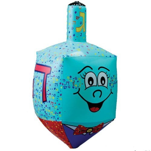 23.5" Large Blue Inflatable Hanukkah Dreidel Decoration with Smiley Face