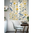 thumbnail image 4 of Seasonal Botanical Blooms Sheer Curtains 72 Inch Length 2 Panels Set, Blue Yellow Flowers Voile Window Treatment Rod Pocket Curtains Sheers Drapes for Bedroom/Living Room/Kitchen 52"x72"x2, 4 of 7