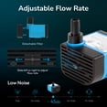 thumbnail image 3 of Hexago Small Fountain Pump, 80GPH (4.2W 300L/H) Mini Submersible Pumps, 3 Outlet Adapters, Submersible Water Fountain Pumps for Aquariums, Fish Tank, Tabletop Fountain, Pet Fountain and Hydroponics, 3 of 7