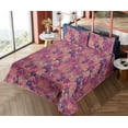 thumbnail image 4 of Ambesonne Leafy Design Fitted & Flat Sheet with Sham 3 Pcs Set, Pop Art Colors Leaves, Twin, Magenta Pale Lilac Indigo, 4 of 5