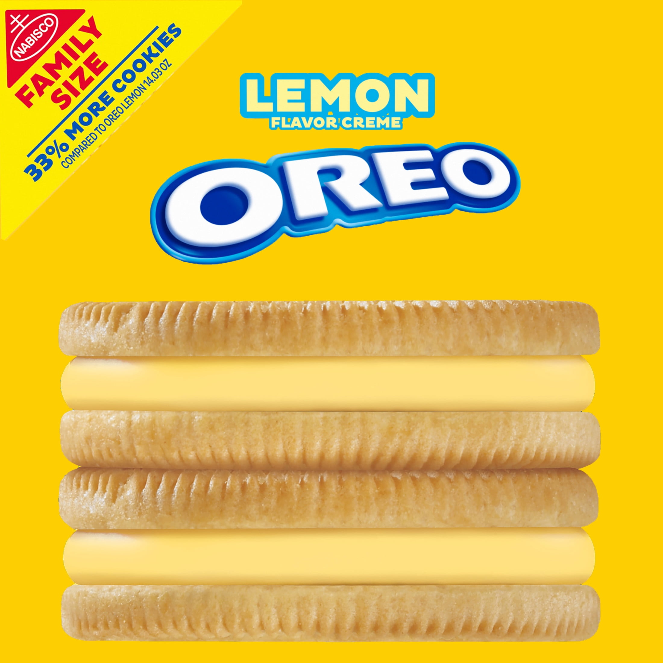 (3 pack) OREO Lemon Creme Sandwich Cookies, Family Size, 18.71 oz