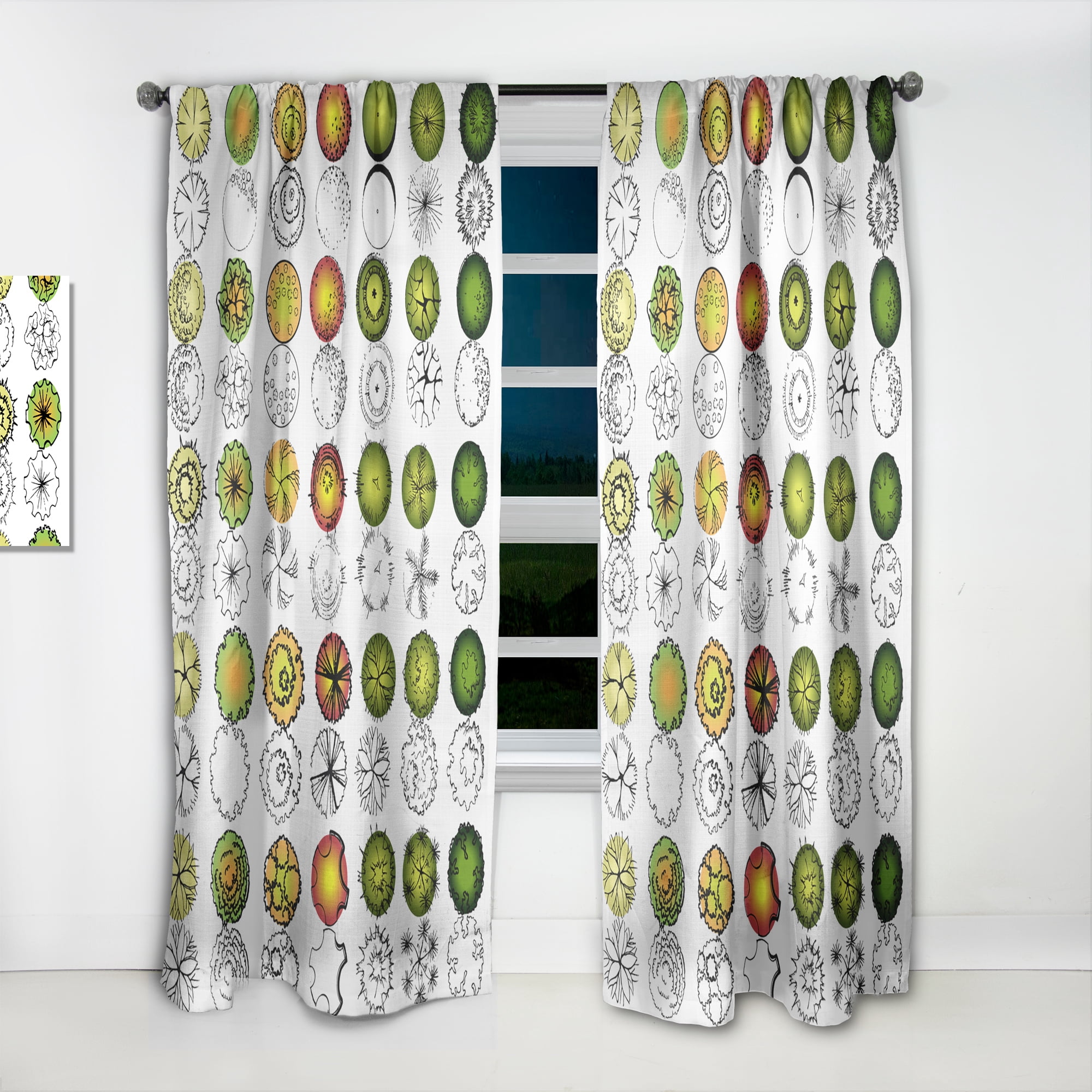 Designart 'Tree Top Retro Design' Mid-Century Modern Curtain Panel
