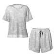 thumbnail image 5 of "Wukai Silver Glitter Women's Pajama Set - Short-Sleeve Top and Shorts with Elastic Waistband and Pockets for Loungewear, Yoga, and Casual Wear-Medium, 5 of 8