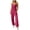 #0100-Hot Pink, variant on Favoffer Women Back Strap Jumpsuit V Neck Pleated Bodice Loose Wide Leg Overalls Breathable One Piece Pants with Pockets for Casual
