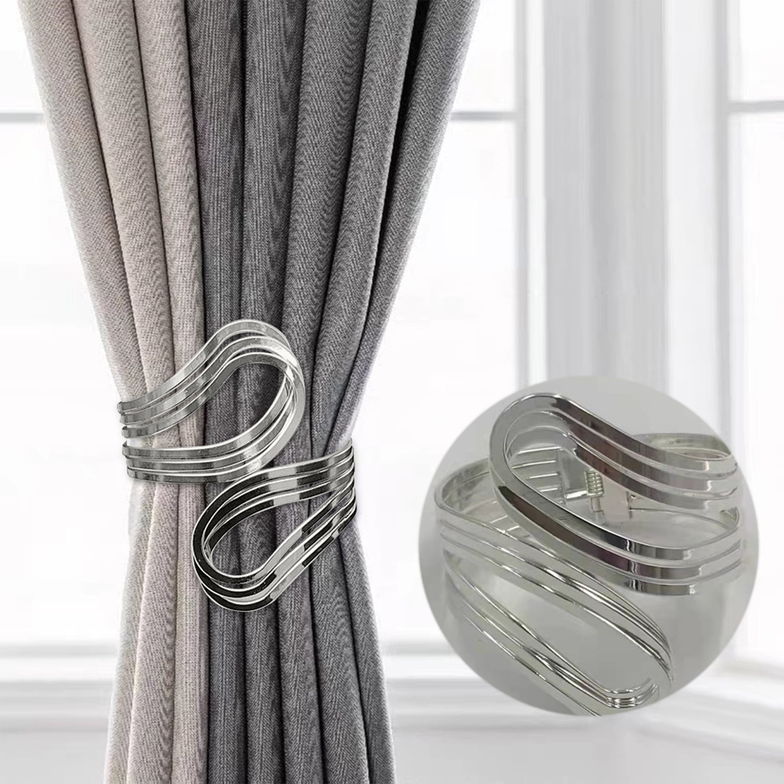 1X Magnetic Curtain Tieback Crystal Window Buckle Clips Holdbacks Home Decor 