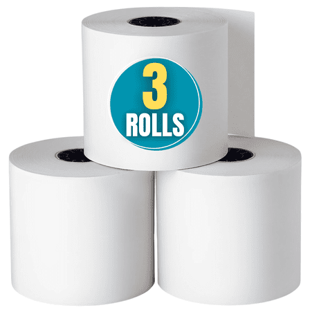 1InTheOffice Adding Machine/Calculator Roll, 16 lb, 1/2" Core, 2-1/4" x 150 ft, White (3)