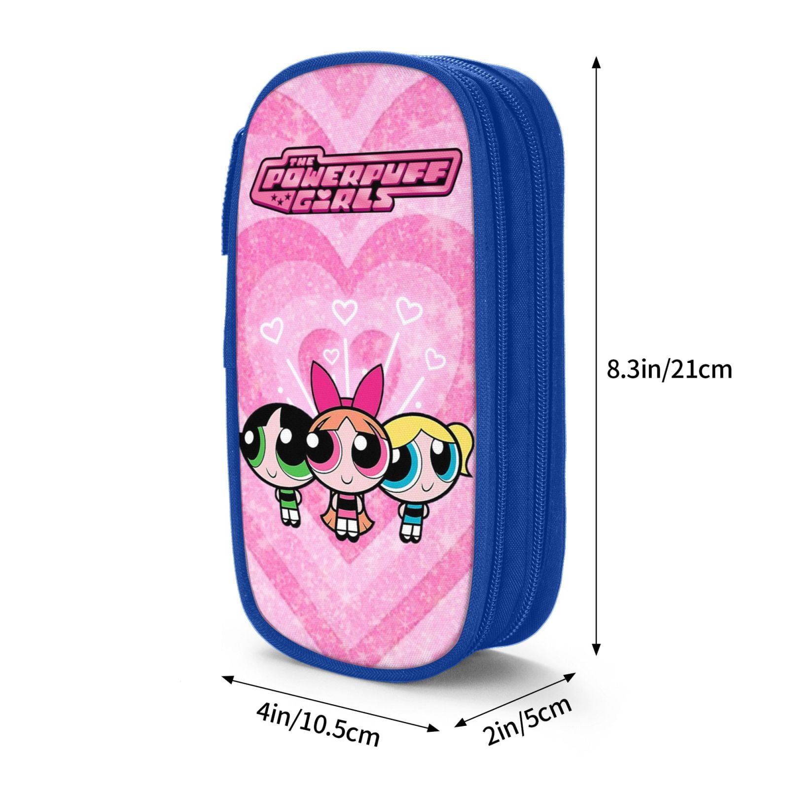 The Powerpuff Gi-rls Pencil Case Large Capacity Pencil Pouch Penbag Office Stationery Organizer Travel Makeup Bag Blue