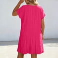 thumbnail image 2 of Fnooota Plus Size Summer Dresses for Women, Short Sleeve V Neck Holiday Casual Womens Midi Dresses Hot Pink Size L, 2 of 4