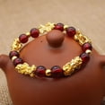 thumbnail image 1 of Pulsera de oro arena con cuentas de cristal de ágata roja para mujer, regalo sencillo, 1 of 1