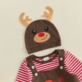 thumbnail image 6 of Cjfdfy Newborn Baby Girl Boy Christmas Outfit Three Piece Set My First Christmas Baby Outfit Striped Rompers And Embroidery Overalls With Hat Infant Holiday Fall Winter Outfit, 6 of 9