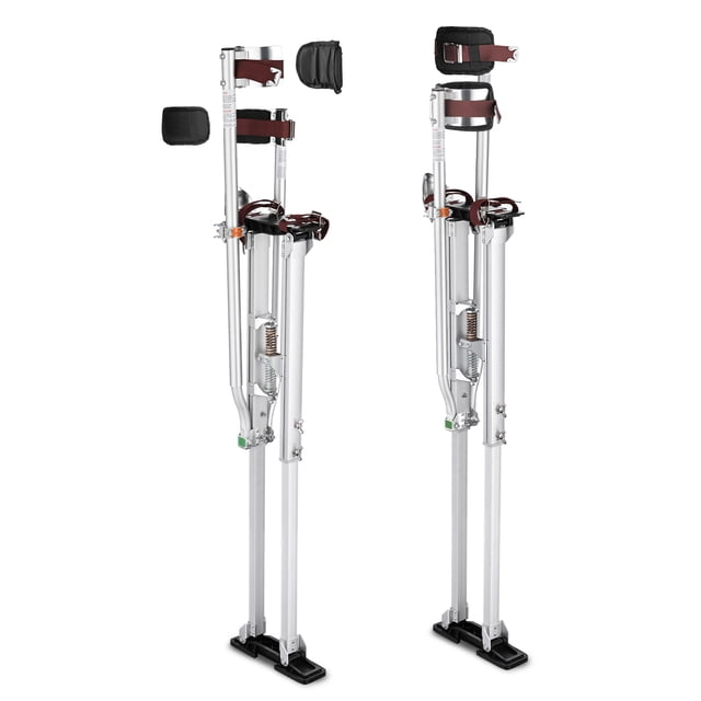 Yescom Drywall Stilts with Leg Protective Pads 50" - 64" Adjustable Aluminum Tool Stilt for Painting Taping Silver YES0487