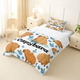 thumbnail image 2 of Erosebridal Kids Cartoon Capybara Twin Comforter Sets, Blue Flower Floral Bedding Set, 2-Piece, 2 of 6