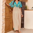 thumbnail image 6 of Taqqpue Women Kaftan Dresses Plus Size V-Neck Batwing Sleeves Beach Cover Up Loose Fit Maxi Dress Summer Floral Print Caftan Dress for Women, 6 of 9