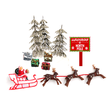 Santa Sleigh Reindeers Christmas Holiday Trees & Presents Cake Decoration
