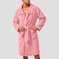 thumbnail image 2 of Bovxnpu Mens Robes Bathrobes Double Fleece Lapel Long Sleeve Belted Robe Sleepwear, 2 of 9