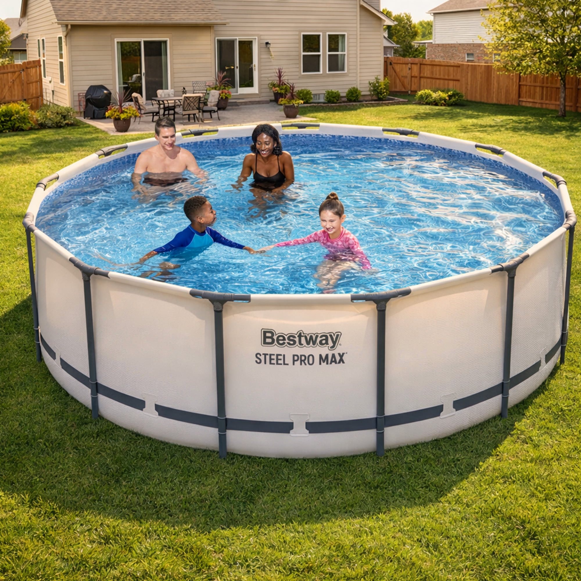 Bestway Steel Pro MAX 13'x48" Metal Frame Above Ground Pool Set w/ Pump, Ladder, & Cover