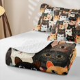 thumbnail image 4 of Manfei Cartoon Kitten Cat Quilt Full, Kawaii Pet Full Bedspread Sets, Multicolor, 3pcs, 1 Coverlet and 2 Pillowcases, 4 of 7