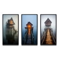 thumbnail image 2 of Designart "Misty Lake Scene Wooden Lakehouse" Lakehouse Framed Wall Art Set Of 3 - Blue Lake House Frame Gallery Wall Set For Home Decor, 2 of 6