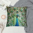 thumbnail image 2 of Orinice Peacock Feathers Graphic Decorative Cushion Throw Pillow Cover for Home Living Room Sofa Bedroom - 1PC 12x12in, 2 of 5