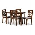 thumbnail image 2 of Baxton Studio Abilene Mid-Century Walnut Finished and Grey Fabric Upholstered 5-Piece Dining Set, 2 of 5